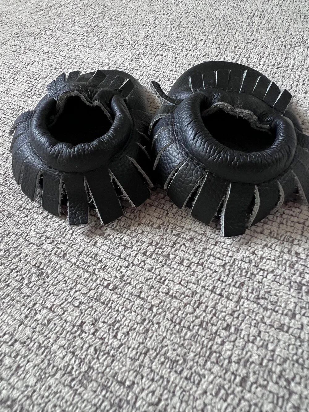 Black Leather Moccasin Shoes for Baby 6-12 months